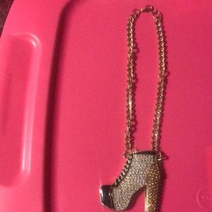 Gold diamond shoe necklace